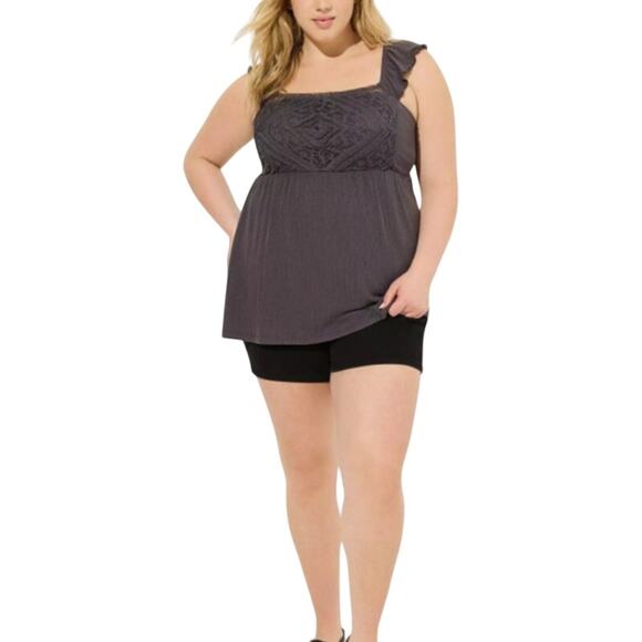 Torrid Textured Jersey Square Neck Flutter Sleeve Babydoll Blouse Periscope 2X - Picture 1 of 10